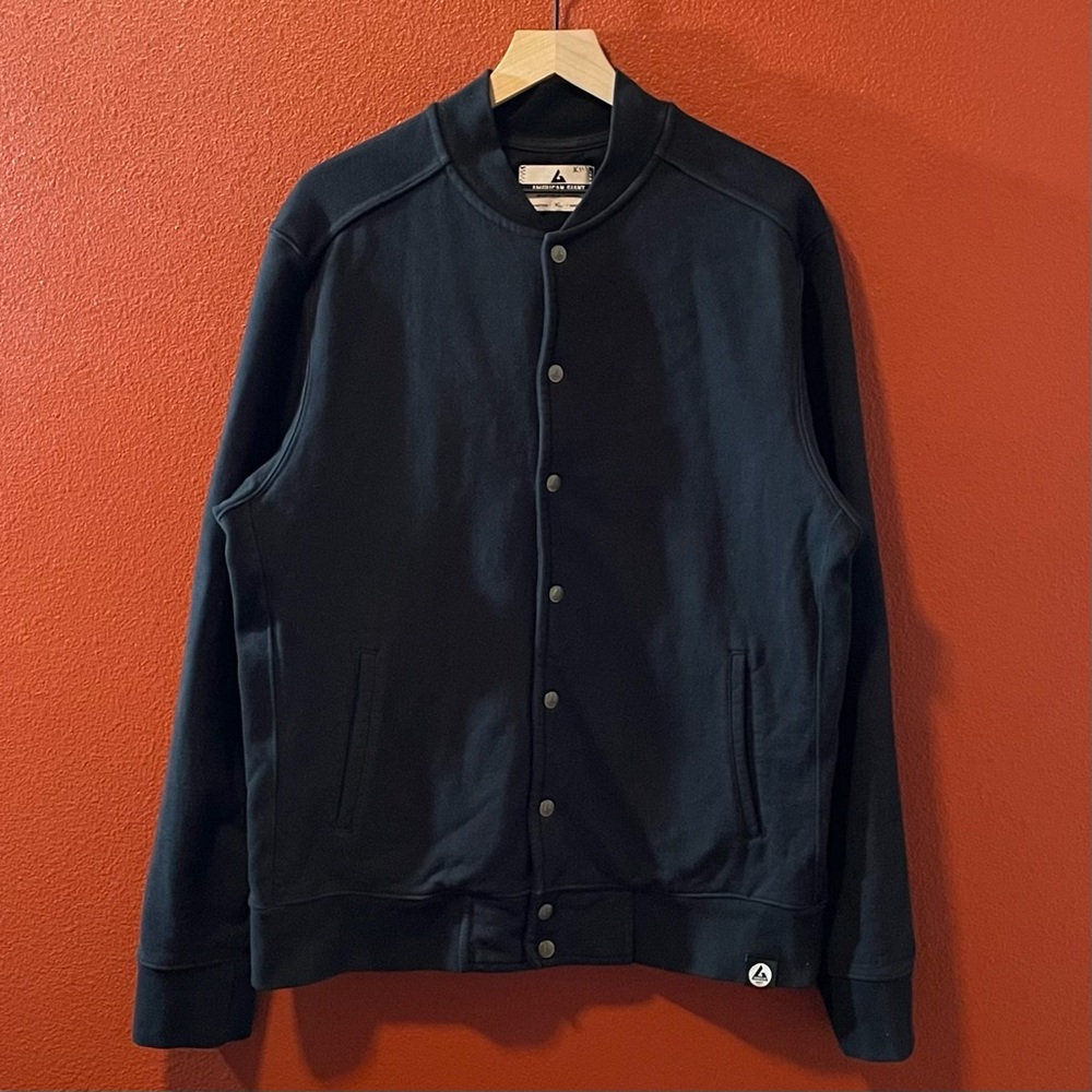 American Giant Men’s Classic Midweight Snap Button Front Baseball Bomber Jacket